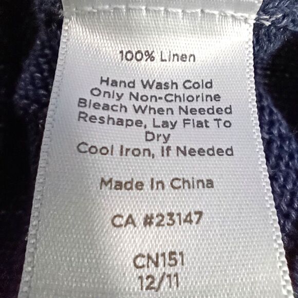 Talbots Fine Open Knit Linen Sweater Dark Blue Boat Neck Womens L Coastal Preppy - Picture 5 of 7